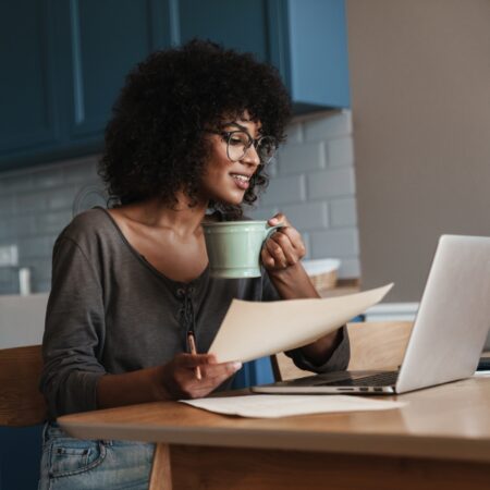 Woman working on laptop