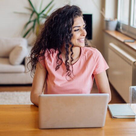 woman working on laptop